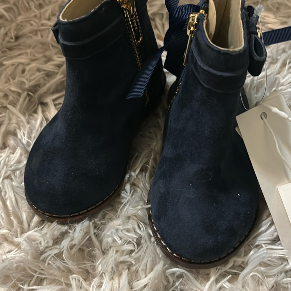 Janie and Jack navy blue suede ankle boot